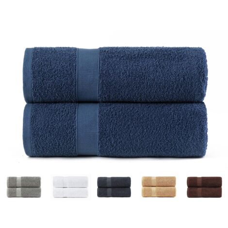 Todocama - Set di 2 asciugamani da bagno grandi, 100% cotone da 550 g/m², extra morbidi, altamente assorbenti e ad asciugatura rapida, 70 x 140 cm, colore blu navy