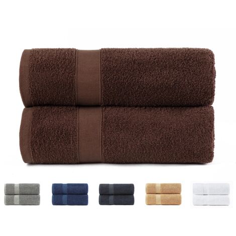 Todocama - Set di 2 asciugamani da bagno grandi, 100% cotone da 550 g/m², extra morbidi, altamente assorbenti e ad asciugatura rapida, 70 x 140 cm, colore cioccolato