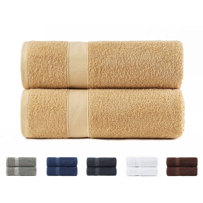 Image of Set di 2 asciugamani da bagno grandi, 100% cotone da 550 g/m², extra morbidi, altamente assorbenti e ad asciugatura rapida, 100 x 150 cm, colore