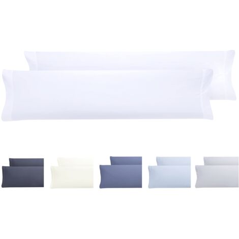 Todocama – Set di 2 federe per cuscino, in microfibra extra morbida, ipoallergenica, set da 2 – 150 x 40 cm bianco