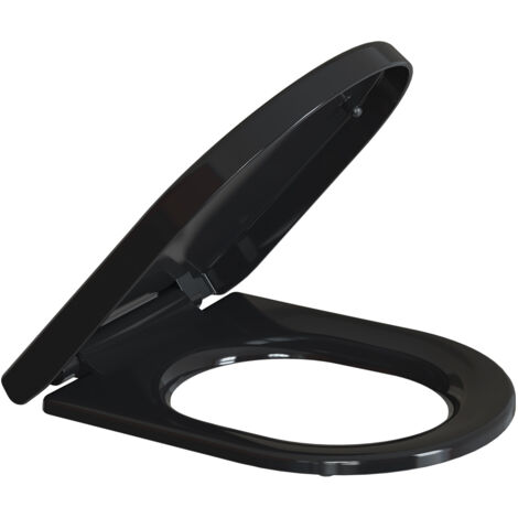 Todot – Abattant WC forme D noir 45 x 36.5 cm en polypropylène – Frein de chute – Charnière réglable – Installation facile