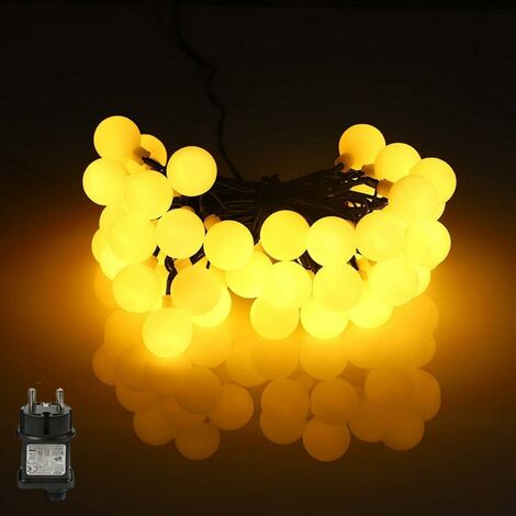Todot – Guirlande lumineuse extérieure 4,5m – 50 LED blanc chaud – Étanche IP44 – Câble vert pour décoration jardin, mariage, Noël