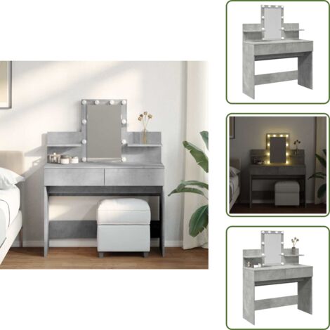Toeletta con cassetti - vidaXL Toeletta con LED Grigio Cemento 100x40x130 cm - Toeletta con mensole
