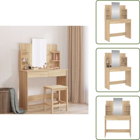 Toeletta con cassetti - vidaXL Toeletta con Specchio Rovere Sonoma 96x39x142 cm - Toeletta con ripiani