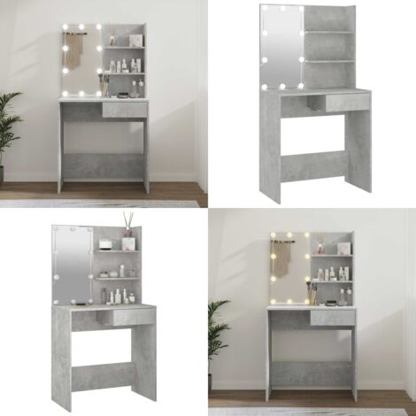 Toeletta con LED Grigio Cemento 74,5x40x141 cm - Tavolo da trucco - Illuminazione LED