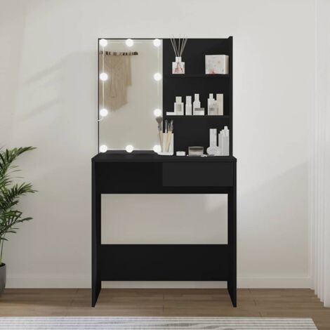 Toeletta con LED Nera 74,5x40x141 cm vidaXL