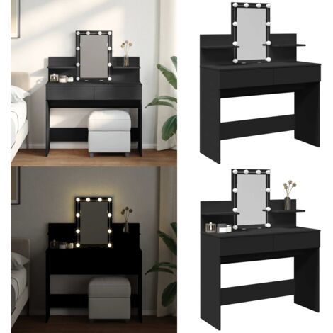 Toeletta con LED Nero 100x40x130 cm - Specchio da toeletta - Toeletta con luce LED