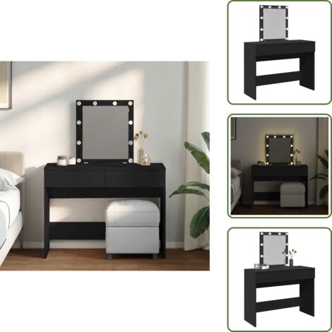 Toeletta con LED - vidaXL Toeletta con LED Nero 100x40x130 cm - Toeletta nera