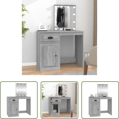 Toeletta con luce led -  Toeletta con LED Grigio Sonoma 90x50x132,5cm Legno Multistrato
