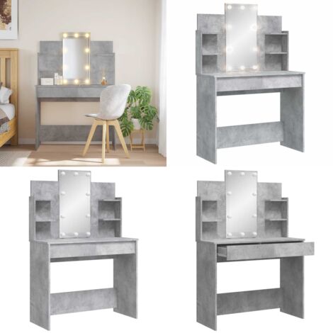 Toeletta con Luci LED Grigio Cemento 96x40x142 cm - Luci LED - Tavolino vanità