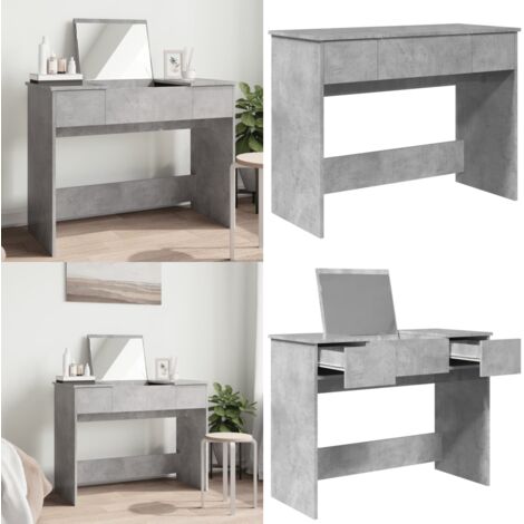 Toeletta con Specchio Grigio Cemento 100x45x76 cm - Specchio per trucco - Tavolo vanità