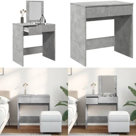 Toeletta con Specchio Grigio Cemento 73x46,5x120 cm - Specchio da toeletta - Tavolo da trucco