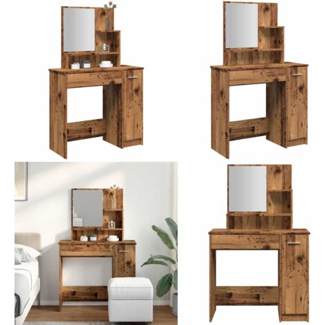 Toeletta con Specchio Legno Antico 86,5x35x136 cm - Specchio - Toeletta