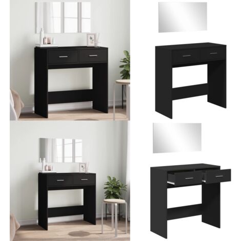 Toeletta con Specchio Nero 80x39x80 cm - Specchio - Toeletta con specchio