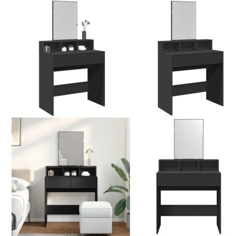 Toeletta con Specchio Nero 80x41x144,5 cm - Specchio - Trucco