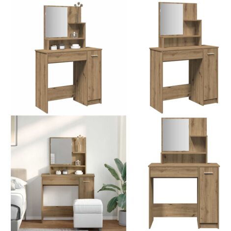 Toeletta con Specchio Rovere Artigianale 86,5x35x136 cm - Specchio - Toeletta