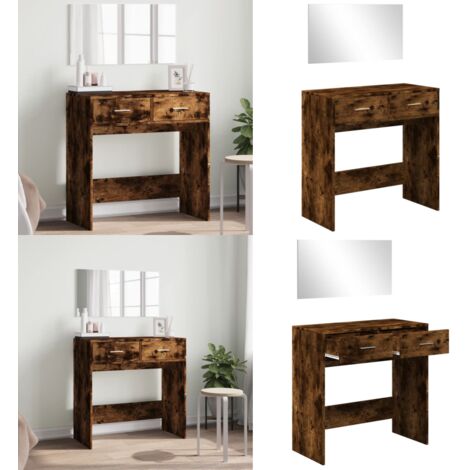 Toeletta con Specchio Rovere Fumo 80x39x80 cm - Specchio toeletta - Toeletta con specchio