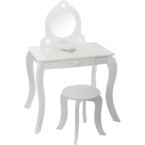 Toeletta e sgabello bianco 91x71,5x50,5cm