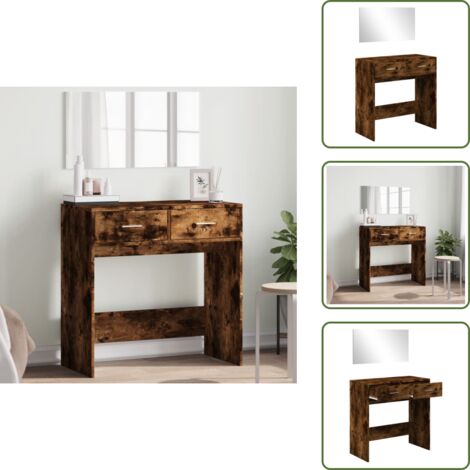 Toeletta in legno - vidaXL Toeletta con Specchio Rovere Fumo 80x39x80 cm - Toeletta moderna