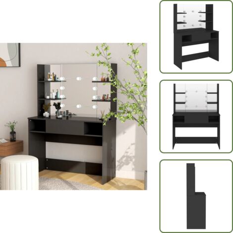 Toeletta - vidaXL Toeletta con Luci LED 100x40x135 cm in MDF Nera -