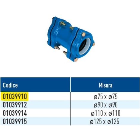 TOF/B giunto diritto per PE con anello in plastica ø75 x ø75 01039910
