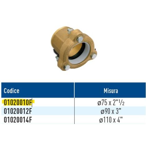 TOF/F raccordo monogiunto per PE con filetto femmina con anello in plastica ø75 x 2"1/2 01020010F