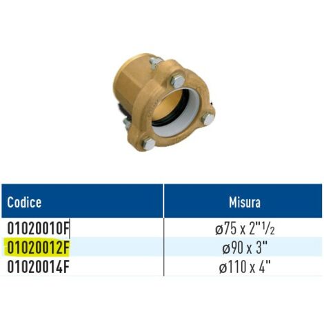 TOF/F raccordo monogiunto per PE con filetto femmina con anello in plastica ø90 x 3" 01020012F