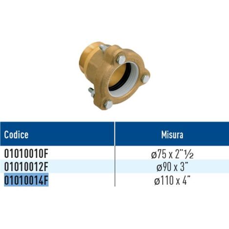 TOF/M raccordo monogiunto per PE con filetto maschio con anello in plastica ø110 x 4" 01010014F