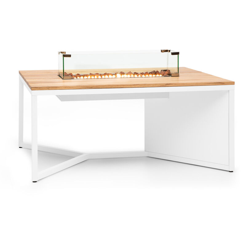 

Tofino calefactor de gas con mesa de metal, madera de roble y piedras volcánica 7 kW