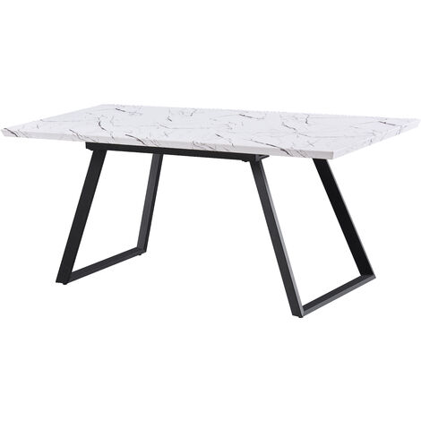 Toga single extendable dining table, solid metal legs and wooden top, Bianco