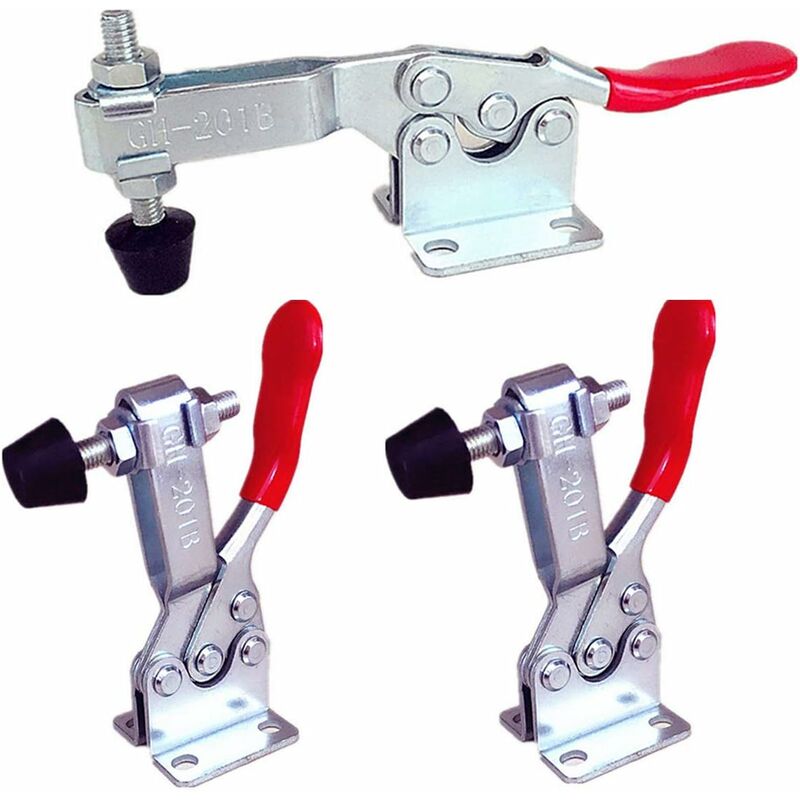 Tinor - Toggle Clamp 3PCS Horizontal Metal Toggle Clamp Toggle Clamp Quick Release Bar Hand Tool Non-Slip Holding Force Tension Lever with Red Handle