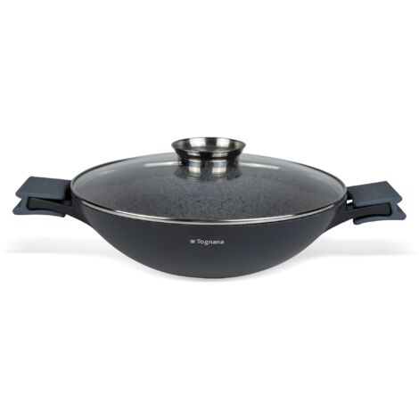 Tognana Ambiziosa Wok 2 Manici 32cm con Coperchio Aroma e Presine in silicone
