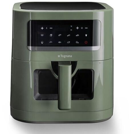 Tognana Iridea, Friggitrice ad aria 7 L con contenitore e griglia antiaderente e display digitale, verde salvia