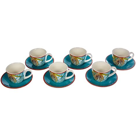 Tognana Jungle, Set 6 Tazzine Caffè con Piatto, New Bone China, Multicolore