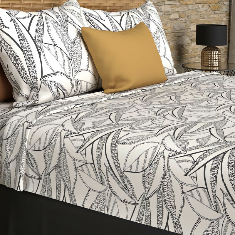 Soleil D Ocre - Parure de draps coton 57 fils 240x290 cm togo blanc, par Soleil d'ocre