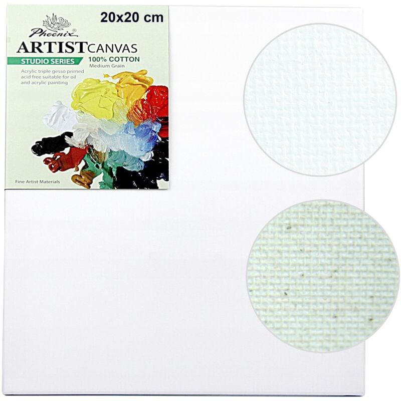 Toile à peindre, toile civière en coton, prête à l'emploi, 280g Phoenix 20x20cm