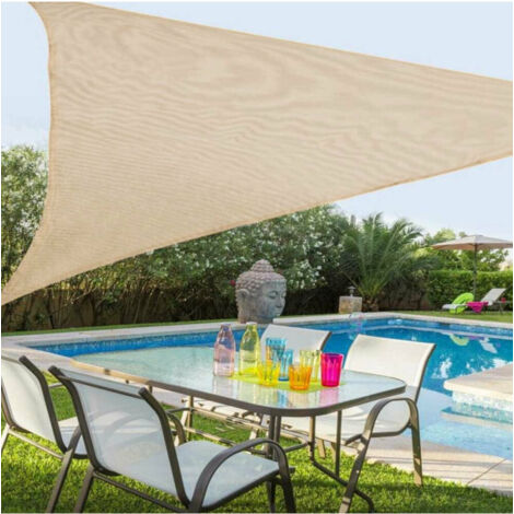 Toile à Voile Parasol 3x3mt Triangulaire Parasol De Jardin Tissu Couleur       Blanc