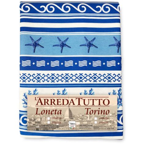 TOILE AMEUBLEMENT couvre-chef GRAN FOULARD COPRILETTO couvrent GRECIA BLU mer marine 2 PLACES