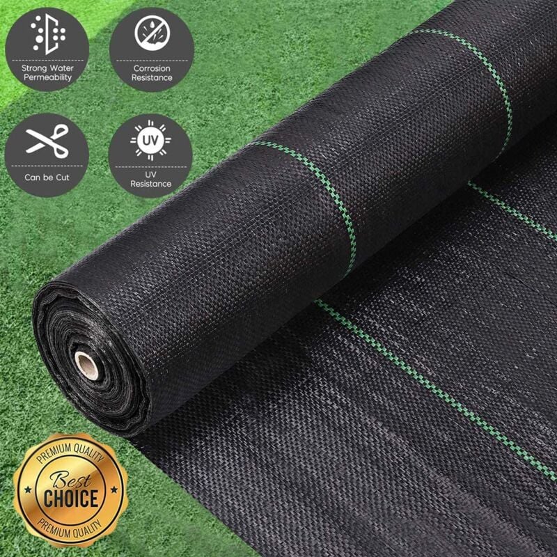 Toile de Paillage Couverture de Sol 2m x 10m, Contre Mauvaises Herbes de Jardin, Bâche Perméable Protection uv Haute Densité