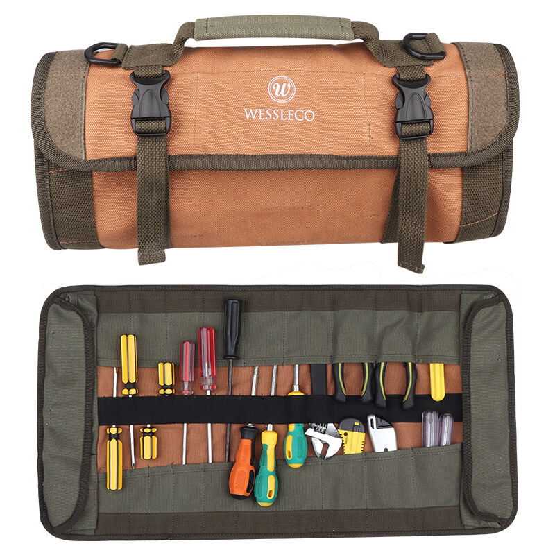 Toile bobine sac à outils Portable épaississement réparation outil stockage matériel trousse à outils sac à outils-Noir