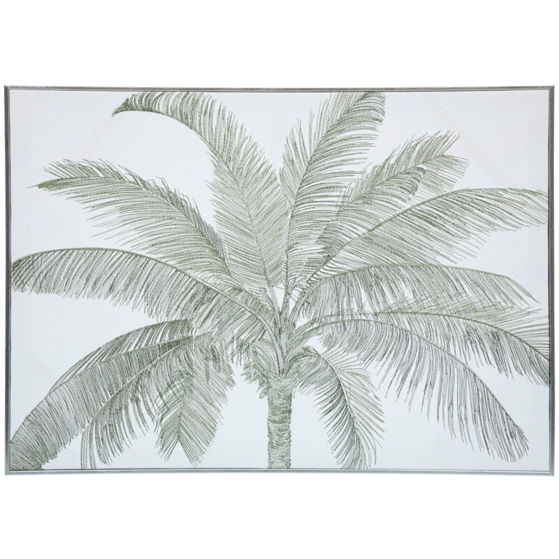 Atmosphera - Tableau Toile murale brodée et encadrée Grand Palmier 70 x 50 cm