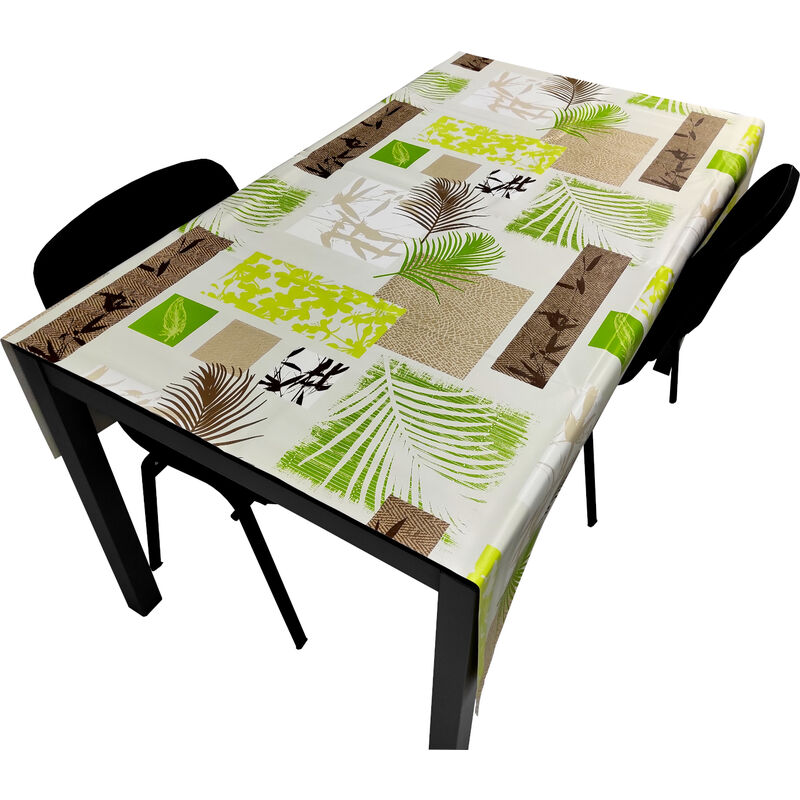 Comercial Candela - Nappe pvc Base Polyester Anti-taches Palmier Vert 140X250 cm