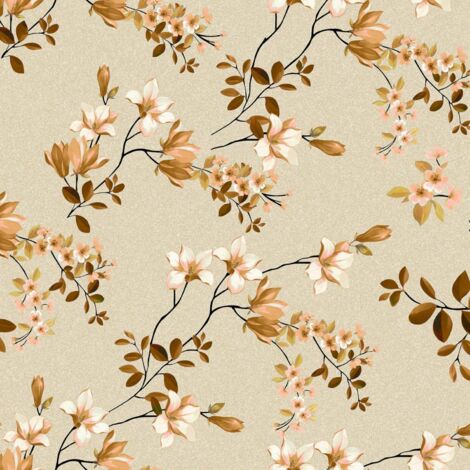 Toile cirée au mètre - Largeur 140 cm - Clematite ocre - Beige