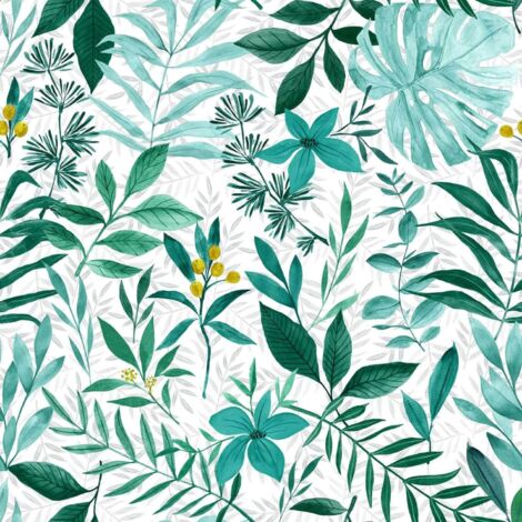 Toile cirée au mètre - Largeur 140 cm - Feuillage vert - Vert