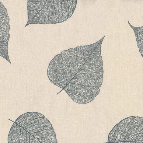 Toile cirée au mètre - Largeur 140 cm - Feuilles pailletées gris - Gris