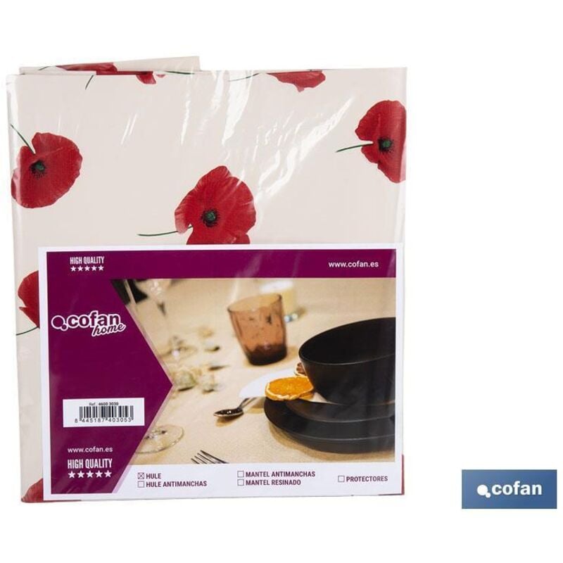 Toile cirée au motif coquelicot moderne 140x300cm en pvc et polypropylène