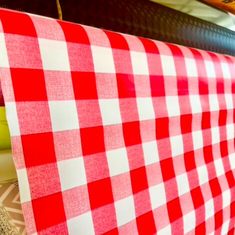 Toile cirée Imprimée Vichy Rouge- Au mêtre - 350 x 140 cm - rouge