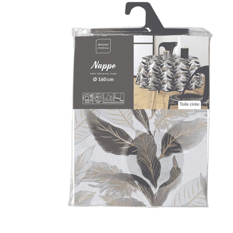 Toile cirée rectangulaire - 140 x 240 cm - Oralia métallisé - Gris