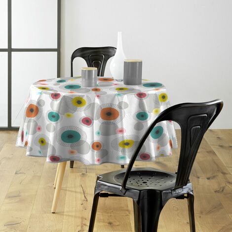 Nappe Ronde En Toile Cirée Imprimée Almeria 160cm | Vert Motif Déco | Neuf Avec étiquettes