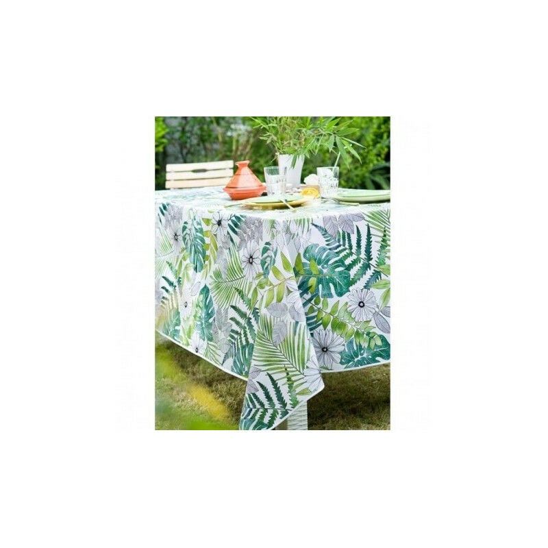 Calitex - Toile cirée rectangulairevegetalmixaqua140x250cm